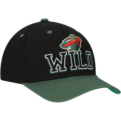 Minnesota Wild Mitchell & Ness Backside Script 2-Tone Pro Crown Adjustable Hat Black/Green
