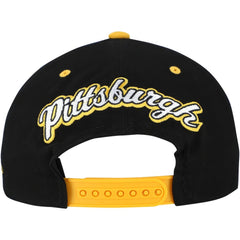 Pittsburgh Penguins Mitchell & Ness Backside Script Two-Tone Pro Crown Adjustable Hat Black/Gold