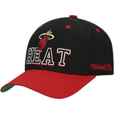Miami Heat Backside Script Two-Tone Pro Crown Adjustable Hat - Black/Red | Mitchell & Ness shop
