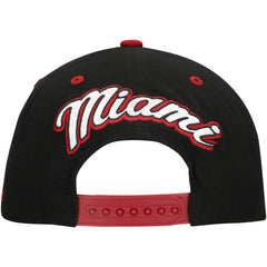 Miami Heat Backside Script Two-Tone Pro Crown Adjustable Hat - Black/Red | Mitchell & Ness shop