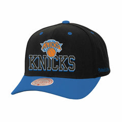 New York Knicks Backside Script 2-Tone Pro Crown Adjustable Hat - Black/Blue | Mitchell & Ness on sale
