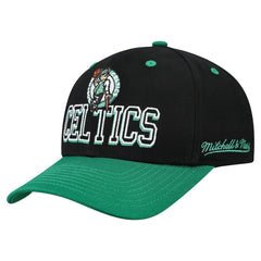 Boston Celtics Backside Script 2-Tone Pro Crown Adjustable Hat - Black/Kelly Green | Mitchell & Ness for sale