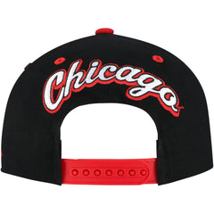 Chicago Bulls Backside Script 2-Tone Pro Crown Adjustable Hat - Black/Red | Mitchell & Ness discount