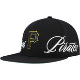 Pittsburgh Pirates Just Don x MLB Lux Script Snapback Hat - Black | Mitchell & Ness