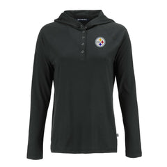 Pittsburgh Steelers Cutter & Buck Women's Coastline Epic Comfort Eco Recycled Raglan Pullover Hoodie - Black cheap