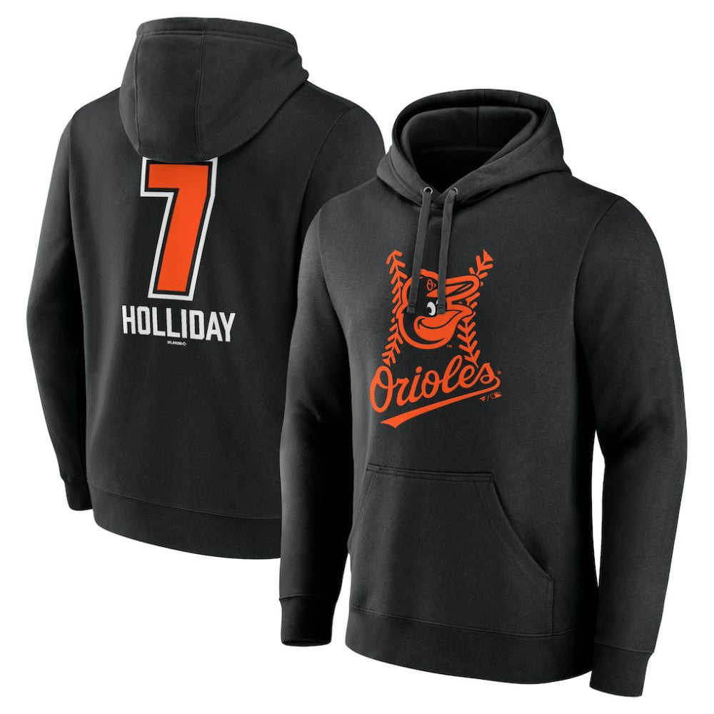 Jackson Holliday Baltimore Orioles Fastball Player Name & Number Pullover Hoodie - Black