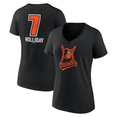 Jackson Holliday Baltimore Orioles Women's Fastball Player Name & Number V-Neck T-Shirt - Black