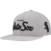 Chicago White Sox Male Adult Corduroy Snapback Hat - Gray | Mitchell & Ness