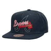 Atlanta Braves Double Up Snapback Hat - Navy | Mitchell & Ness