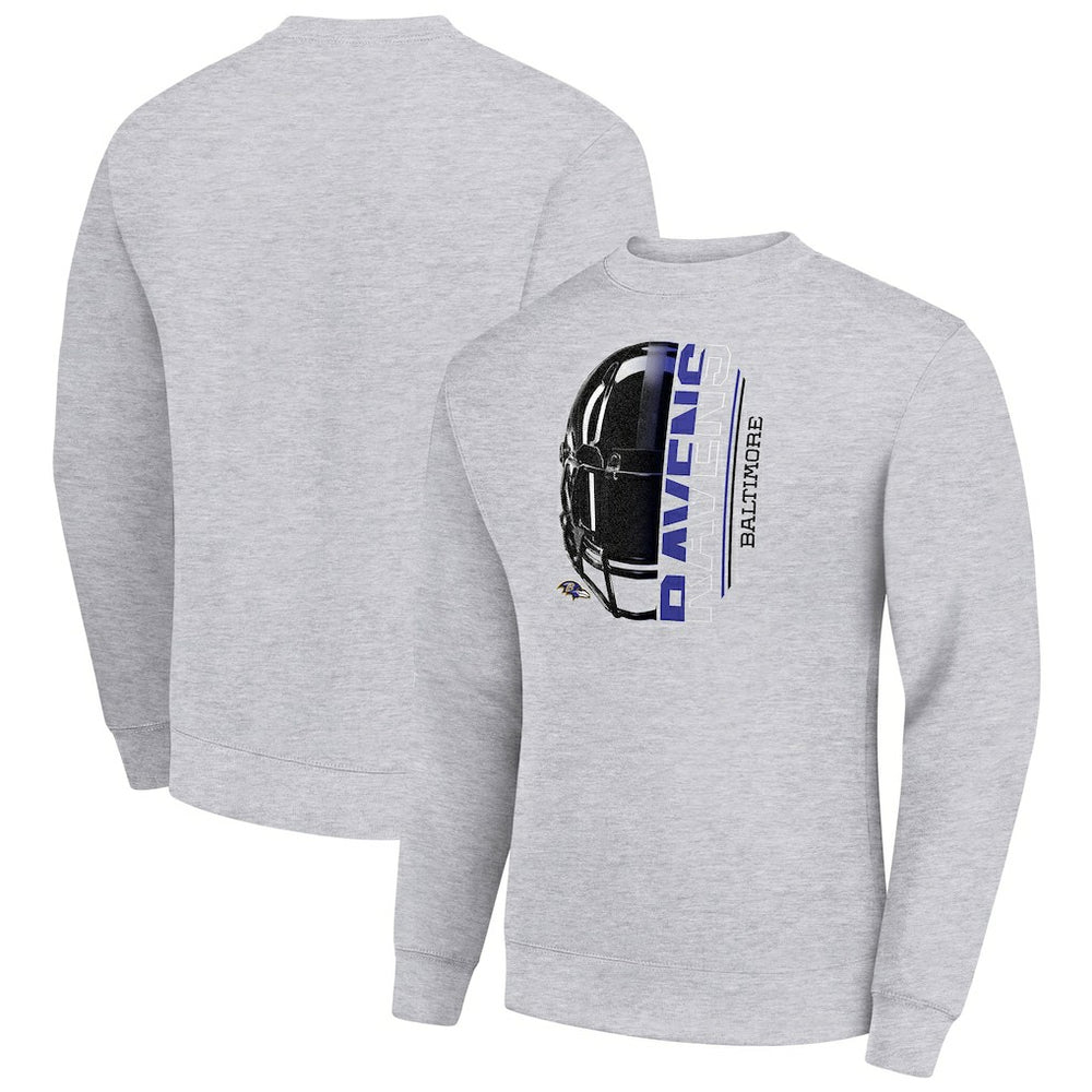 Baltimore Ravens Starter Half Helmet Team Graphic Tri-Blend Fleece Pullover Sweatshirt - Heather Gray cheap