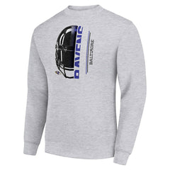Baltimore Ravens Starter Half Helmet Team Graphic Tri-Blend Fleece Pullover Sweatshirt - Heather Gray cheap