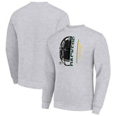 Green Bay Packers Starter Half Helmet Team Graphic Tri-Blend Fleece Pullover Sweatshirt - Heather Gray discount