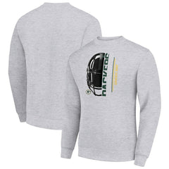 Green Bay Packers Starter Half Helmet Team Graphic Tri-Blend Fleece Pullover Sweatshirt - Heather Gray discount