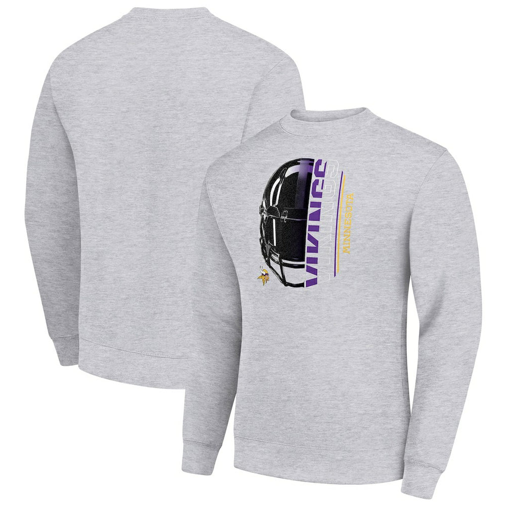 Minnesota Vikings Starter Half Helmet Team Graphic Tri-Blend Fleece Pullover Sweatshirt - Heather Gray discount