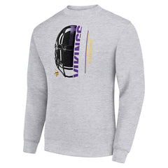 Minnesota Vikings Starter Half Helmet Team Graphic Tri-Blend Fleece Pullover Sweatshirt - Heather Gray discount