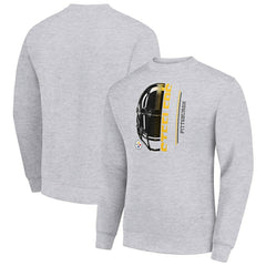 Pittsburgh Steelers Starter Half Helmet Team Graphic Tri-Blend Fleece Pullover Sweatshirt - Heather Gray cheap