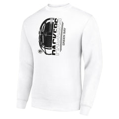 Green Bay Packers Starter Half Helmet Team Graphic Tri-Blend Fleece Pullover Sweatshirt - White outlet