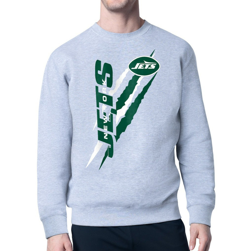New York Jets Starter Color Scratch Team Graphic Fleece Pullover Sweatshirt - Heather Gray online