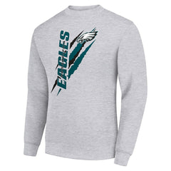 Philadelphia Eagles Starter Color Scratch Team Graphic Fleece Pullover Sweatshirt - Heather Gray for sale