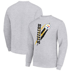 Pittsburgh Steelers Starter Color Scratch Team Graphic Fleece Pullover Sweatshirt - Heather Gray cheap