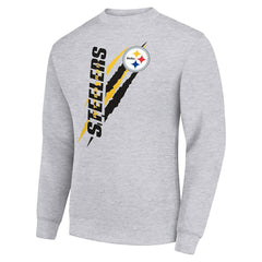 Pittsburgh Steelers Starter Color Scratch Team Graphic Fleece Pullover Sweatshirt - Heather Gray cheap