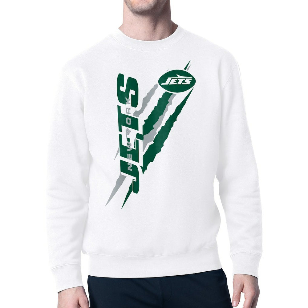 New York Jets Starter Color Scratch Team Graphic Fleece Pullover Sweatshirt - White cheap