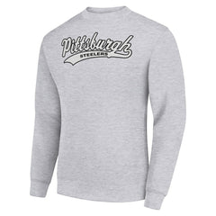 Pittsburgh Steelers Starter Tailsweep Team Graphic Tri-Blend Fleece Pullover Sweatshirt - Heather Gray discount