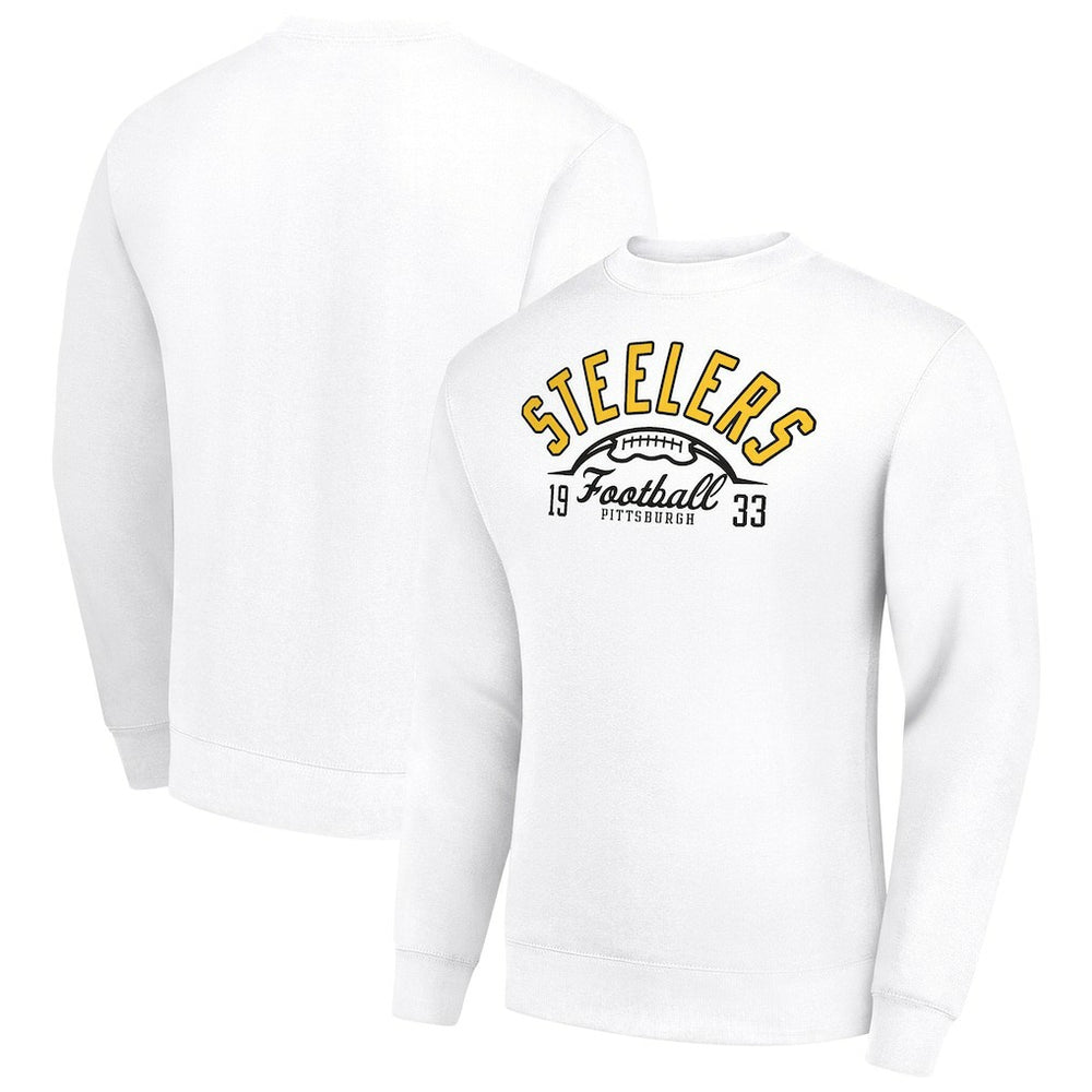 Pittsburgh Steelers Starter Half Ball Team Graphic Tri-Blend Fleece Pullover Sweatshirt - White sale