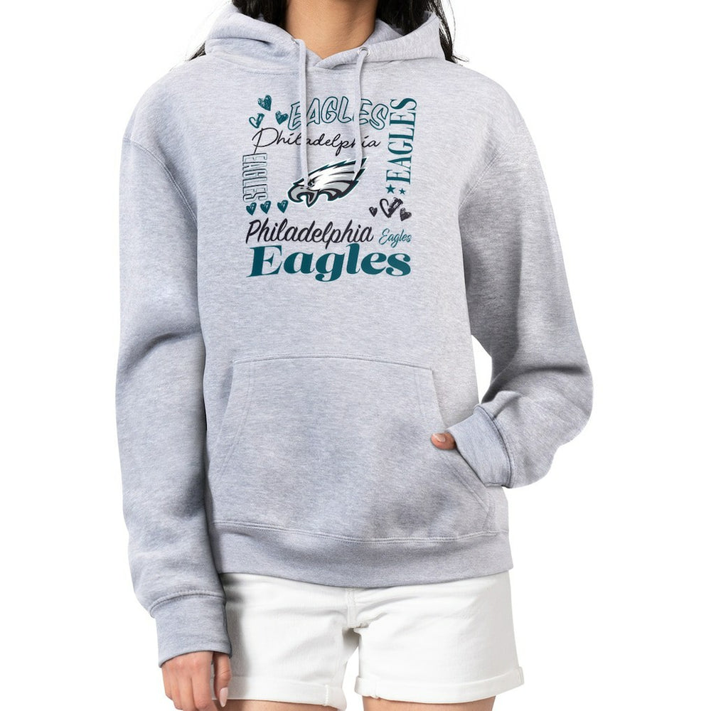 Philadelphia Eagles G-III 4Her by Carl Banks Women's Collage Graphic Fleece Pullover Hoodie - Heather Gray cheap