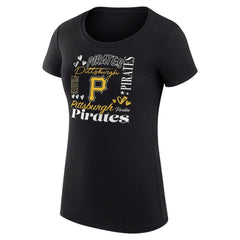 Pittsburgh Pirates G-III 4Her by Carl Banks Women's Super-Slim Fit Lightweight Collage Team Graphic Crew Neck T-Shirt - Black
