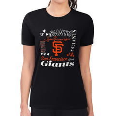 San Francisco Giants G-III 4Her by Carl Banks Women's Super-Slim Fit Lightweight Collage Team Graphic Crew Neck T-Shirt - Black