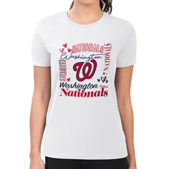 Washington Nationals G-III 4Her by Carl Banks Women's Super-Slim Fit Lightweight Collage Team Graphic Crew Neck T-Shirt - White