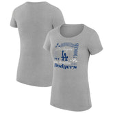 Los Angeles Dodgers G-III 4Her by Carl Banks Women's Super-Slim Fit Lightweight Collage Team Graphic Crew Neck T-Shirt - Heather Gray