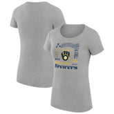 Milwaukee Brewers G-III 4Her by Carl Banks Women's Super-Slim Fit Lightweight Collage Team Graphic Crew Neck T-Shirt - Heather Gray