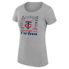 Minnesota Twins G-III 4Her by Carl Banks Women's Super-Slim Fit Lightweight Collage Team Graphic Crew Neck T-Shirt - Heather Gray