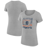 Detroit Tigers G-III 4Her by Carl Banks Women's Super-Slim Fit Lightweight Collage Team Graphic Crew Neck T-Shirt - Heather Gray