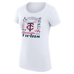 Minnesota Twins G-III 4Her by Carl Banks Women's Super-Slim Fit Lightweight Collage Team Graphic Crew Neck T-Shirt - White