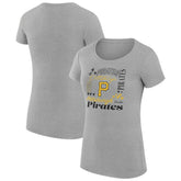Pittsburgh Pirates G-III 4Her by Carl Banks Women's Super-Slim Fit Lightweight Collage Team Graphic Crew Neck T-Shirt - Heather Gray