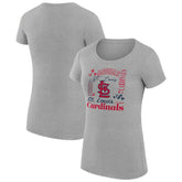St. Louis Cardinals G-III 4Her by Carl Banks Women's Super-Slim Fit Lightweight Collage Team Graphic Crew Neck T-Shirt - Heather Gray