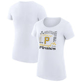 Pittsburgh Pirates G-III 4Her by Carl Banks Women's Super-Slim Fit Lightweight Collage Team Graphic Crew Neck T-Shirt - White