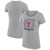 Texas Rangers G-III 4Her by Carl Banks Women's Super-Slim Fit Lightweight Collage Team Graphic Crew Neck T-Shirt - Heather Gray