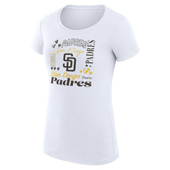 San Diego Padres G-III 4Her by Carl Banks Women's Super-Slim Fit Lightweight Collage Team Graphic Crew Neck T-Shirt - White