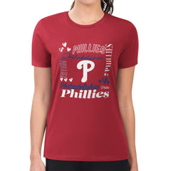 Philadelphia Phillies G-III 4Her by Carl Banks Women's Super-Slim Fit Lightweight Collage Team Graphic Crew Neck T-Shirt - Red