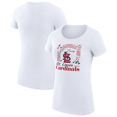 St. Louis Cardinals G-III 4Her by Carl Banks Women's Super-Slim Fit Lightweight Collage Team Graphic Crew Neck T-Shirt - White