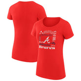 Atlanta Braves G-III 4Her by Carl Banks Women's Super-Slim Fit Lightweight Collage Team Graphic Crew Neck T-Shirt - Red
