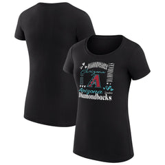 Arizona Diamondbacks G-III 4Her by Carl Banks Women's Super-Slim Fit Lightweight Collage Team Graphic Crew Neck T-Shirt - Black