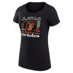 Baltimore Orioles G-III 4Her by Carl Banks Women's Super-Slim Fit Lightweight Collage Team Graphic Crew Neck T-Shirt - Black
