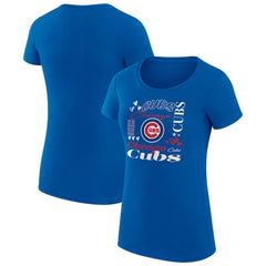 Chicago Cubs G-III 4Her by Carl Banks Women's Super-Slim Fit Lightweight Collage Team Graphic Crew Neck T-Shirt - Royal
