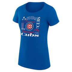 Chicago Cubs G-III 4Her by Carl Banks Women's Super-Slim Fit Lightweight Collage Team Graphic Crew Neck T-Shirt - Royal