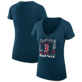 Boston Red Sox G-III 4Her by Carl Banks Women's Super-Slim Fit Lightweight Collage Team Graphic V-Neck T-Shirt - Navy